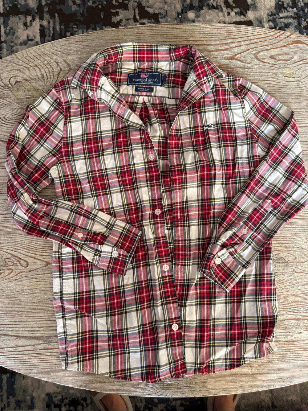 Boy’s Vineyard Vines Christmas Red Plaid Button-Up Shirt Size Small 8-10